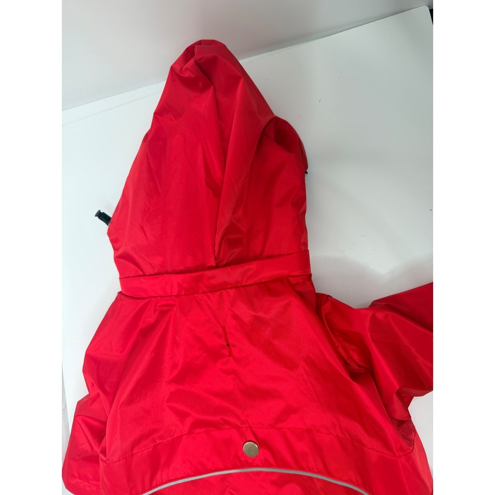 Dog Raincoat Medium Waterproof Red Hooded Jacket Reflective Lined Pet Coat - Picture 14 of 15